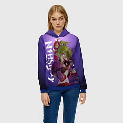 Толстовка-худи женская Геншин импакт - Куки Синобу, цвет: 3D-синий — фото 2