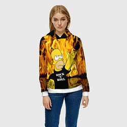 Толстовка-худи женская Homer Simpson - Rock n Roll!, цвет: 3D-белый — фото 2