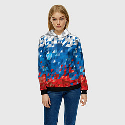 Толстовка-худи женская Полигональный флаг России!, цвет: 3D-черный — фото 2