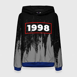 Толстовка-худи женская 1998 - в красной рамке на темном, цвет: 3D-синий