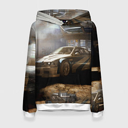 Толстовка-худи женская Nfs most wanted bmw, цвет: 3D-белый
