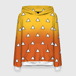Толстовка-худи женская Оранжевое кимоно с треугольниками - Зеницу клинок, цвет: 3D-белый
