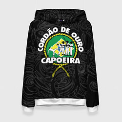 Толстовка-худи женская Capoeira Cordao de ouro flag of Brazil, цвет: 3D-белый