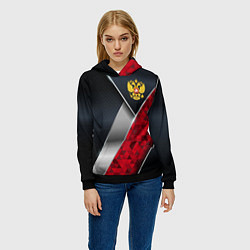 Толстовка-худи женская Red & black Russia, цвет: 3D-черный — фото 2