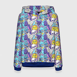 Толстовка-худи женская Череп и солнце, цвет: 3D-синий
