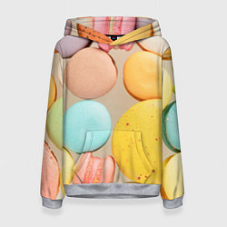 Толстовка-худи женская Разноцветные пирожные Макарон, цвет: 3D-меланж