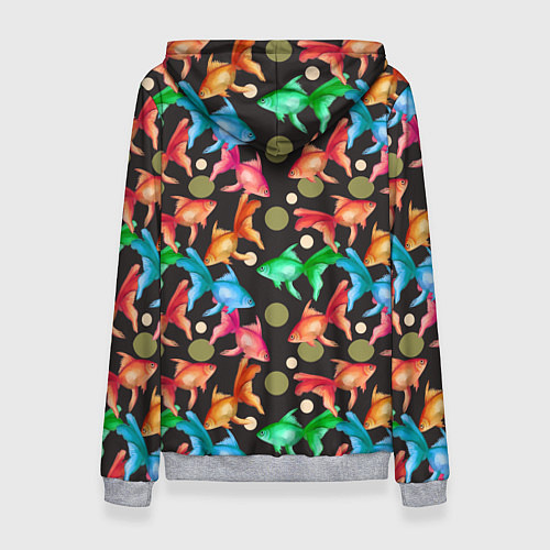Женская толстовка Разноцветные рыбы паттерн / 3D-Меланж – фото 2