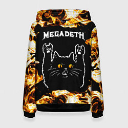 Женская толстовка Megadeth рок кот и огонь