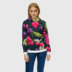 Толстовка-худи женская Ягодки нарисованные, цвет: 3D-белый — фото 2