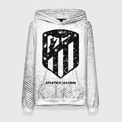 Толстовка-худи женская Atletico Madrid с потертостями на светлом фоне, цвет: 3D-белый