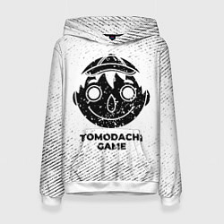 Толстовка-худи женская Tomodachi Game с потертостями на светлом фоне, цвет: 3D-белый