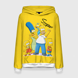 Толстовка-худи женская Simpson family, цвет: 3D-белый
