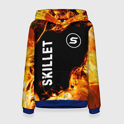 Толстовка-худи женская Skillet и пылающий огонь, цвет: 3D-синий