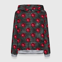 Толстовка-худи женская Красные бутоны цветов, цвет: 3D-меланж