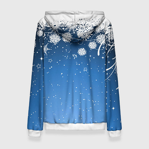 Женская толстовка Снежный узор на синем фоне / 3D-Белый – фото 2