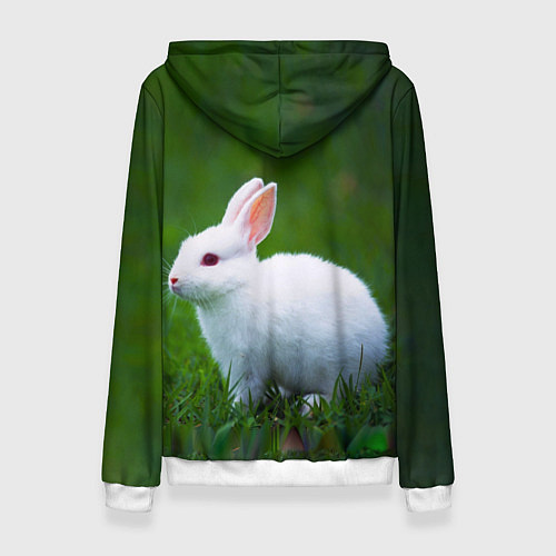 Женская толстовка Кролик на фоне травы / 3D-Белый – фото 2