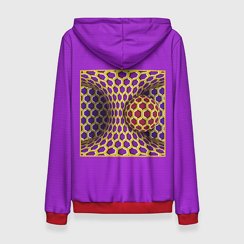 Женская толстовка Вращающийся шар - оптическая иллюзия / 3D-Красный – фото 2