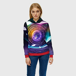 Толстовка-худи женская Глаз Вселенной, цвет: 3D-красный — фото 2