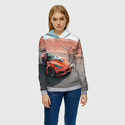 Толстовка-худи женская Chevrolet Corvette - Motorsport - Desert, цвет: 3D-меланж — фото 2