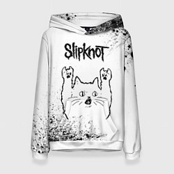 Женская толстовка Slipknot рок кот на светлом фоне
