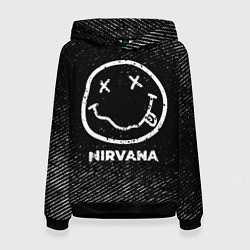 Женская толстовка Nirvana с потертостями на темном фоне