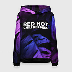 Толстовка-худи женская Red Hot Chili Peppers neon monstera, цвет: 3D-черный