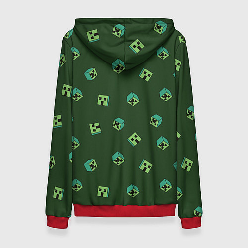 Женская толстовка Minecraft - зеленые лица / 3D-Красный – фото 2