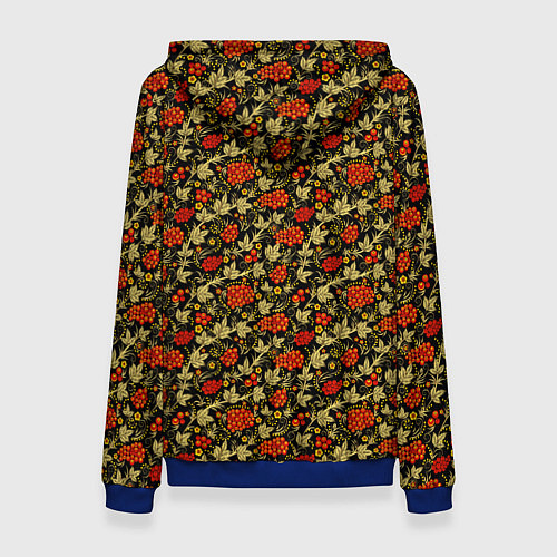 Женская толстовка Хохлома - красные ягоды / 3D-Синий – фото 2