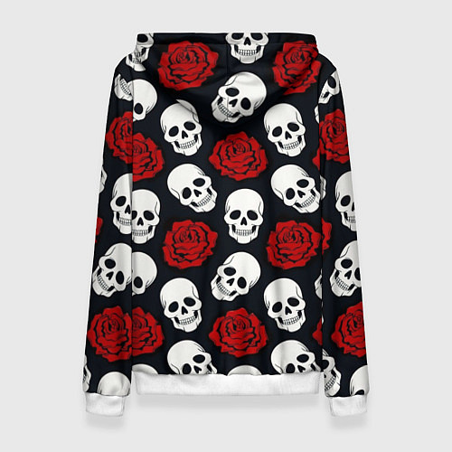 Женская толстовка Весёлые черепки и розы / 3D-Белый – фото 2