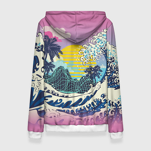 Женская толстовка Штормовые океанские волны и пальмы / 3D-Белый – фото 2