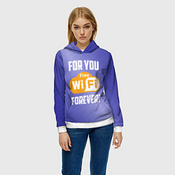 Толстовка-худи женская Бесплатный Wi-Fi навсегда, цвет: 3D-белый — фото 2