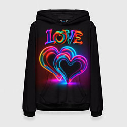 Женская толстовка Love - неоновые сердца