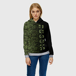 Толстовка-худи женская Камуфляж Russian Federation, цвет: 3D-меланж — фото 2