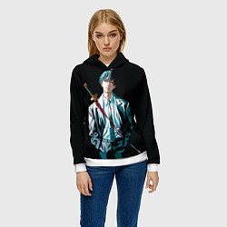 Толстовка-худи женская Аки Хаякава в костюме - Человек бензопила, цвет: 3D-белый — фото 2