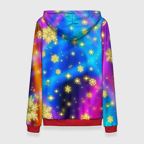 Женская толстовка Снежинки и звезды - яркие цвета / 3D-Красный – фото 2