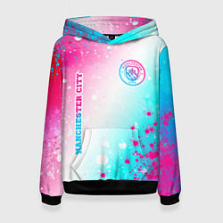 Женская толстовка Manchester City neon gradient style: надпись, симв