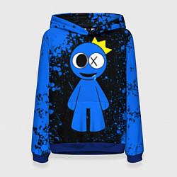 Толстовка-худи женская Радужные друзья Синий - брызги краски, цвет: 3D-синий
