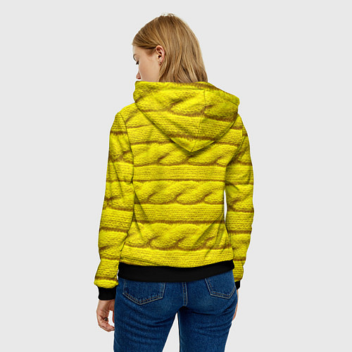 Женская толстовка Жёлтый свитер - Осень-Зима 2028 / 3D-Черный – фото 4