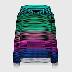 Толстовка-худи женская Разноцветные неоновые шелковые нити, цвет: 3D-меланж