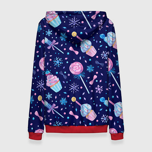 Женская толстовка Новогодние сладости - леденцы / 3D-Красный – фото 2