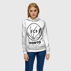 Толстовка-худи женская Porto с потертостями на светлом фоне, цвет: 3D-белый — фото 2