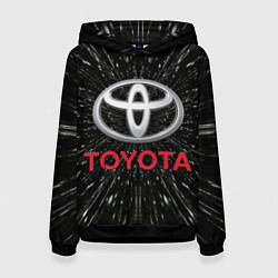 Толстовка-худи женская Тойота, эмблема, автомобильная тема, цвет: 3D-черный
