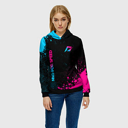 Толстовка-худи женская Need for Speed - neon gradient: надпись, символ, цвет: 3D-черный — фото 2