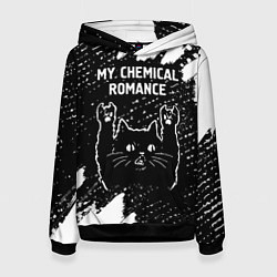 Толстовка-худи женская Группа My Chemical Romance и рок кот, цвет: 3D-черный