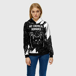 Толстовка-худи женская Группа My Chemical Romance и рок кот, цвет: 3D-черный — фото 2