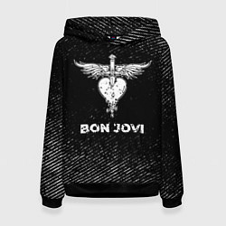 Женская толстовка Bon Jovi с потертостями на темном фоне