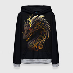 Толстовка-худи женская Китайский дракон - ирезуми, цвет: 3D-меланж
