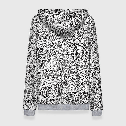 Женская толстовка Новогодний узор леттеринг надписи / 3D-Меланж – фото 2