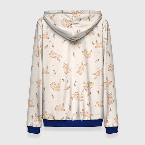 Женская толстовка Милый кролик паттерн / 3D-Синий – фото 2