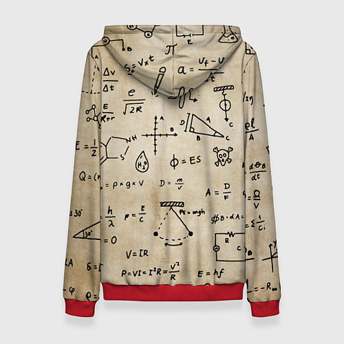 Женская толстовка Научные формулы на старой бумаге / 3D-Красный – фото 2